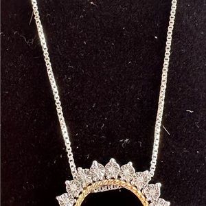 Zales Diamond Sun Outlined Pendant 14K & Sterling Silver